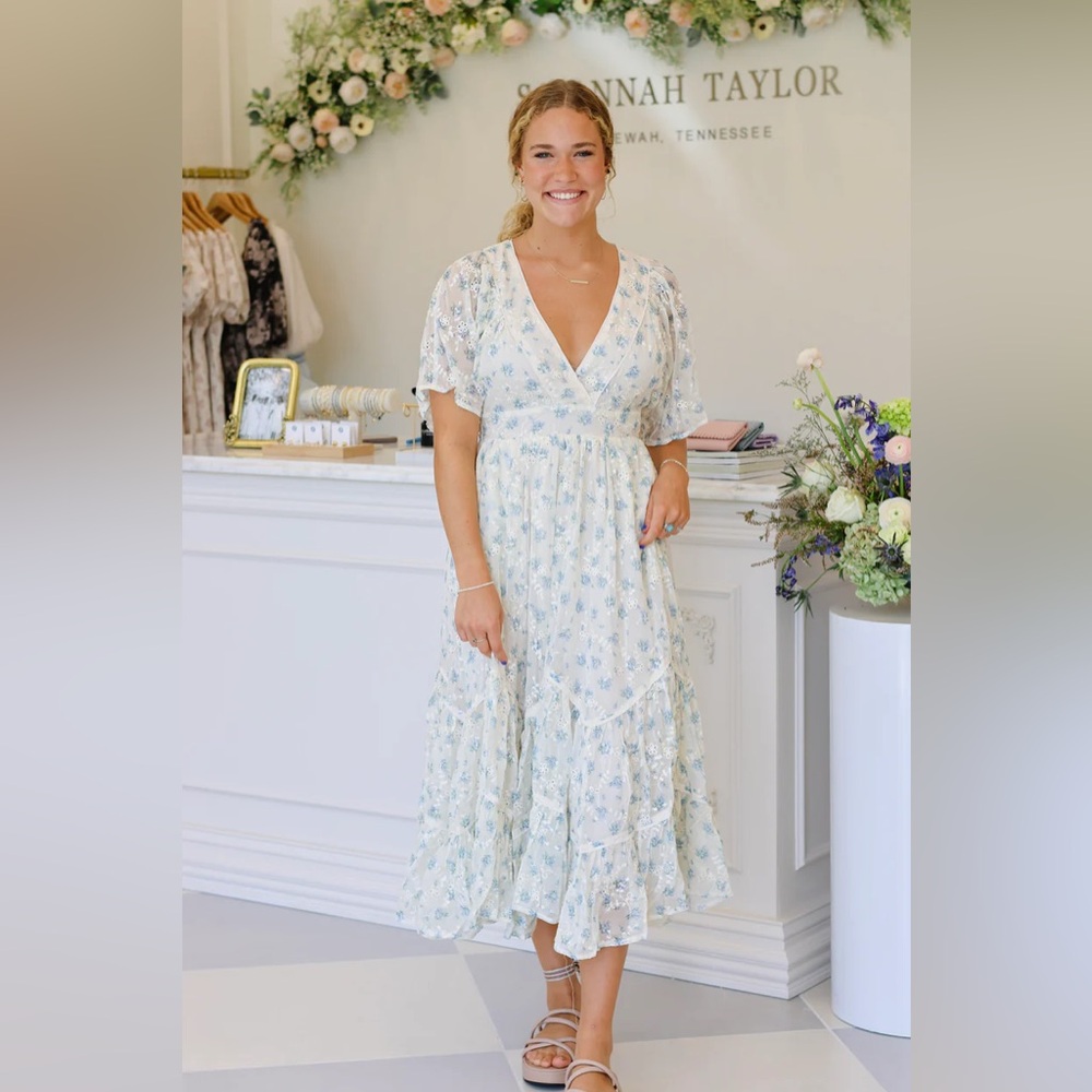 Eyelet Lace Floral Midi Sundress